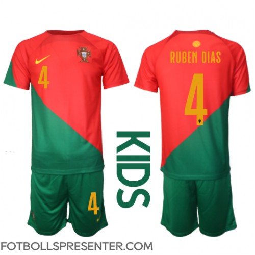 Portugal Ruben Dias #4 Hemmatröja Barn VM 2022 Kortärmad (+ korta byxor)